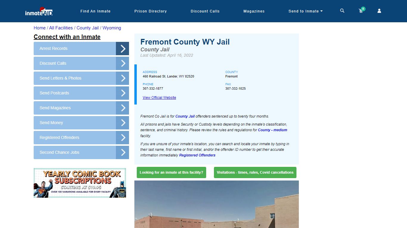 Fremont County WY Jail - Inmate Locator - Lander, WY