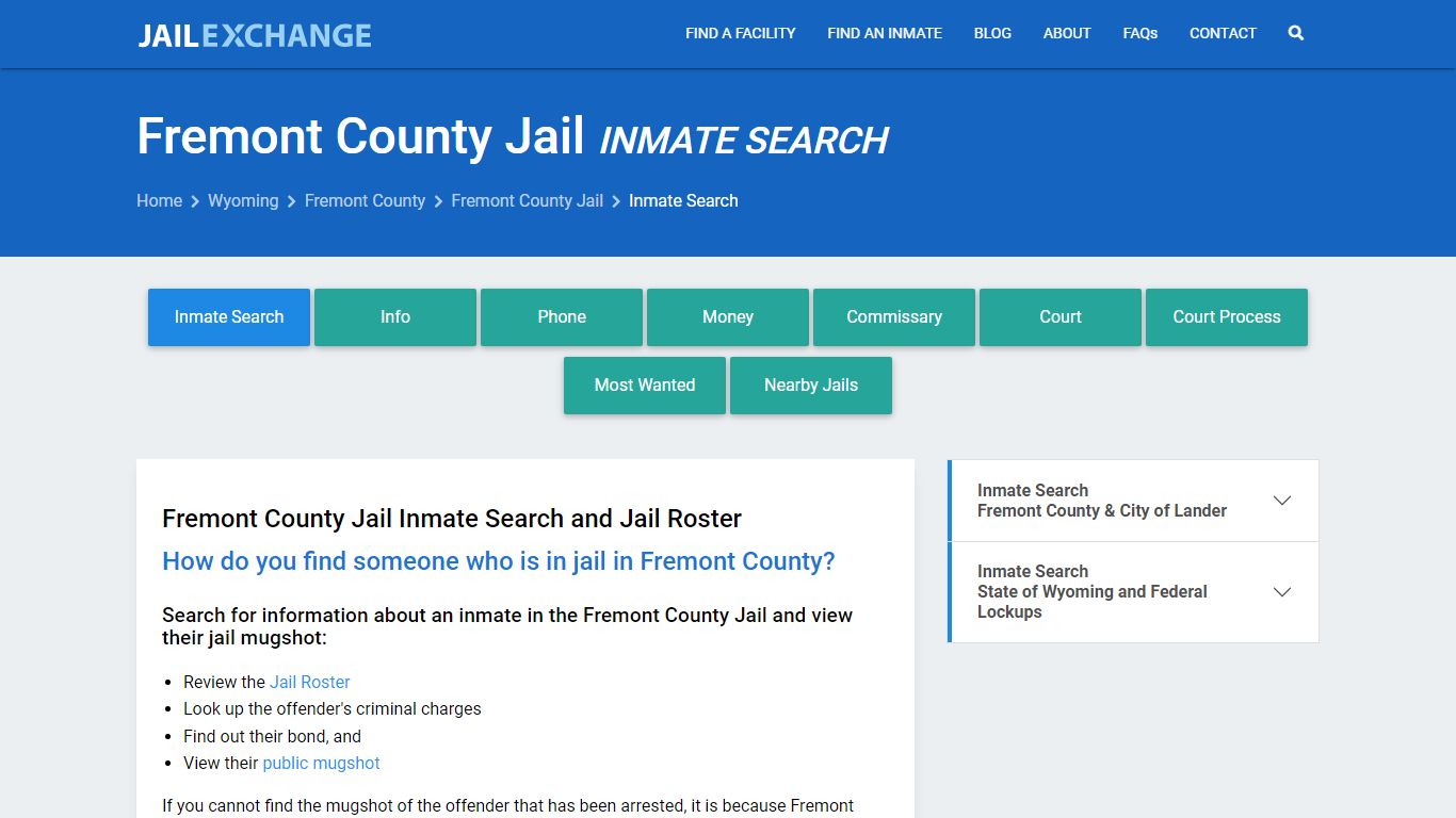 Inmate Search: Roster & Mugshots - Fremont County Jail, WY