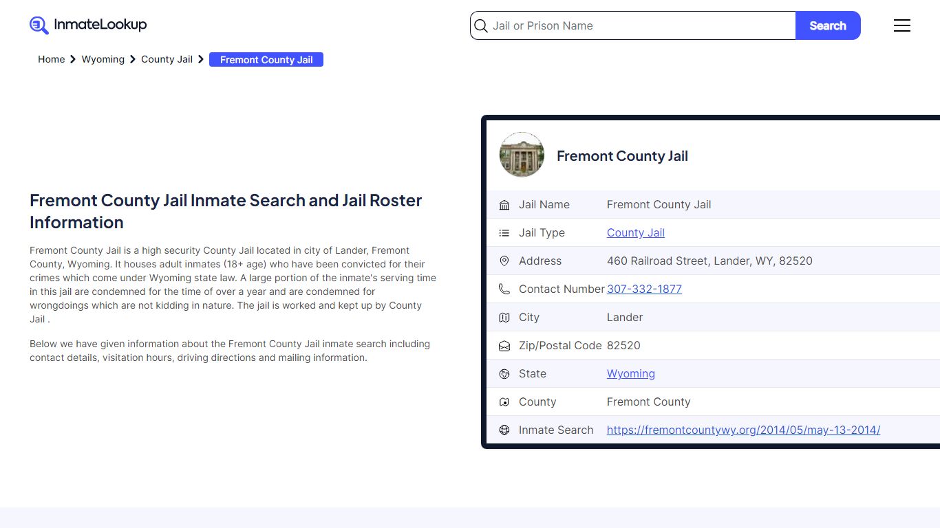 Fremont County Jail Inmate Search and Jail Roster Information